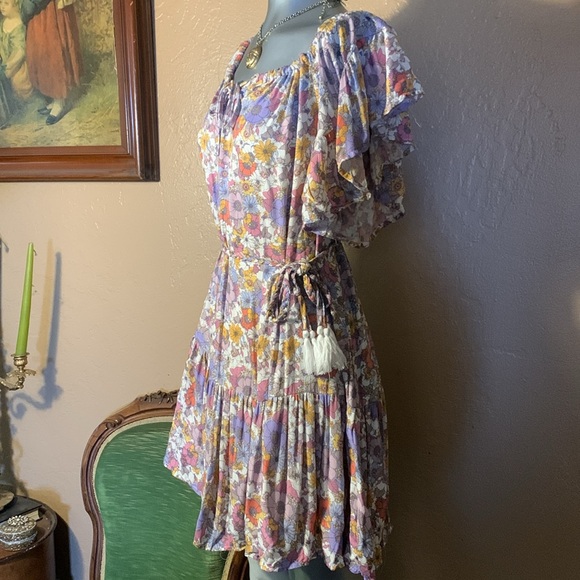 NWT Rachel Zoe Floral Off Should Mini Tassle Dress.  Sz S - Picture 7 of 7